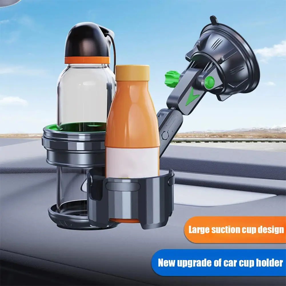 

Multifunctional Car Suction Cup Holder Rotatable Dual Cup Holder Support Recessed Folding Cup Drink Stand For Dashboard Win J7T1
