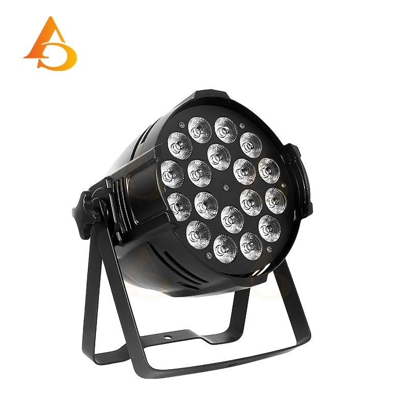 DMX 18x18 واط RGBWA UV 6in1 LED Par Light DMX 6-Color Par Light RGBWA UV المرحلة DJ معدات الإضاءة