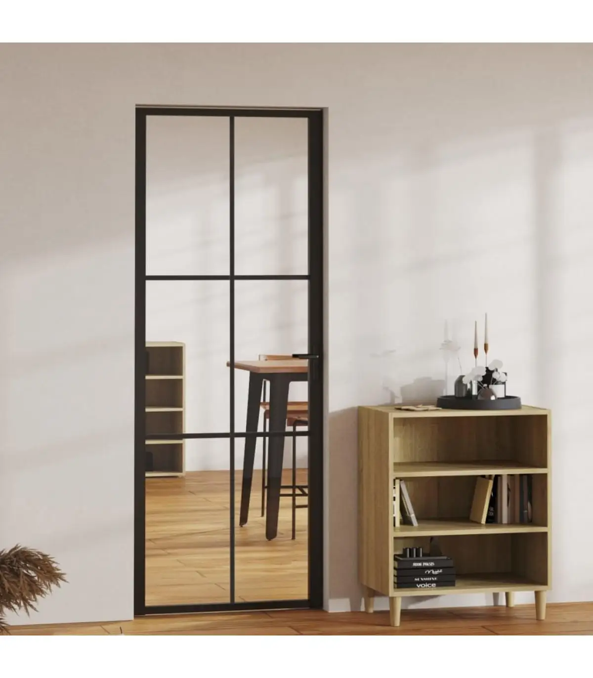 Doors for home interior door ESG glass and aluminum black 76x201,5 cm