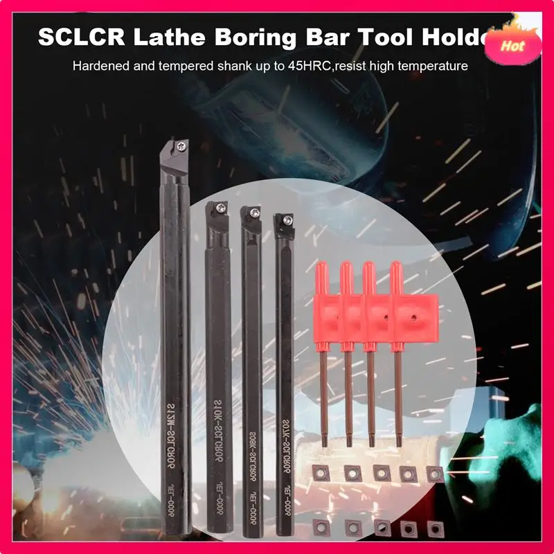 

New 4 Set Of 7/8/10/12Mm Sclcr Lathe Boring Bar Tool Holder+10Pcs Ccmt 0602 Inserts