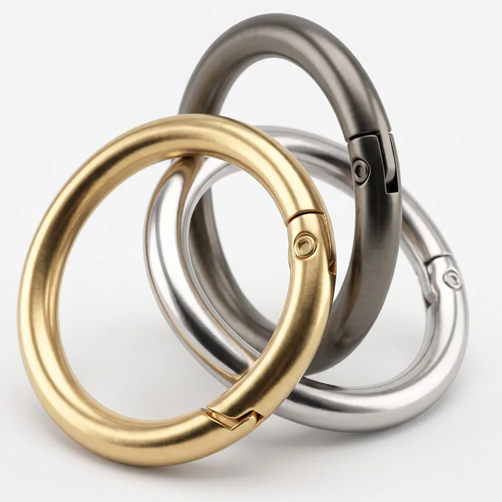 2Pcs Zinc Alloy O Ring Spring Clasps Openable Round Carabiner Keychain Bag Clips Hook Dog Chain Connector For DIY Accessories