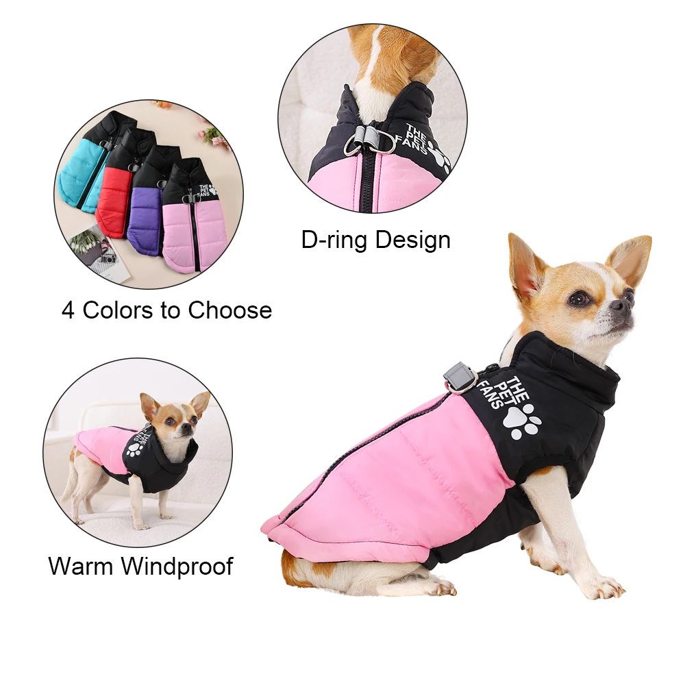 Warmer Winter-Hundemantel, winddicht, weich gepolsterte Haustierweste mit reflektierendem D-Ring für kleine und mittelgroße Hunde, Chihuahua, Französische Bulldogge – Detail 12
