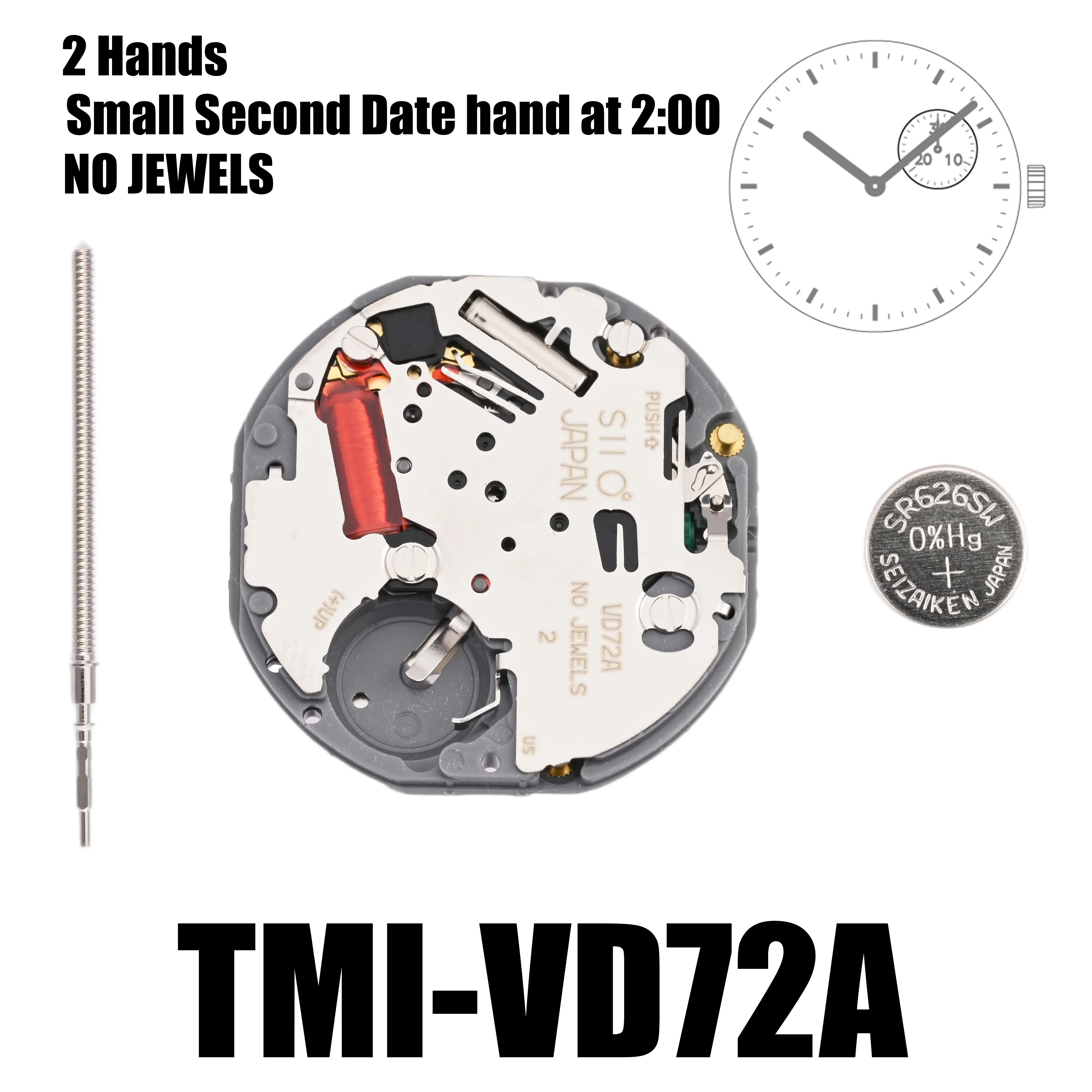 Vd72 Bewegung tmi vd72 Bewegung 2 Hände Multi-Eye-Bewegung kleiner zweiter Datums zeiger bei einer Größe: 10 ½ Höhe: 3,45mm