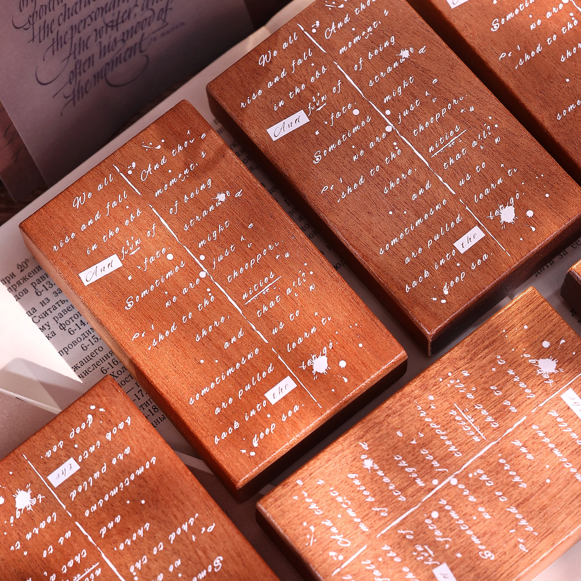 XiaoBaiJia Studio Vintage English Words Background Every One Wooden Rubber Stamp for DIY Scrapbooking Photo Album Card Making