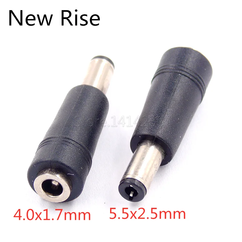 1PC DC Power Adapter Connector Plug DC Conversion Head Jack Female 4.0x1.7mm Turn Plug Male 5.5x2.1mm Black 4.0*1.7mm to 5.5*2.5