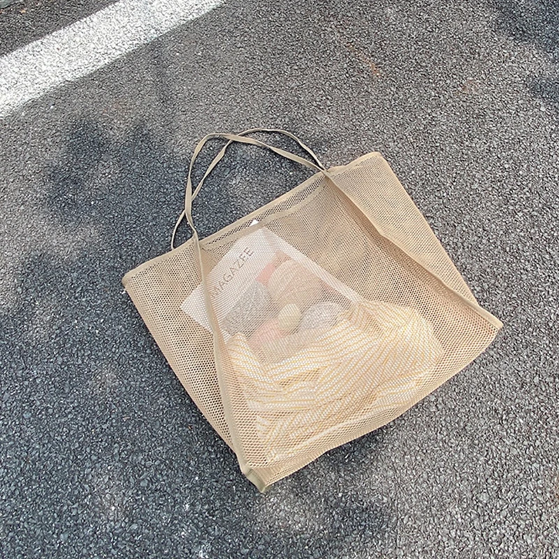 女性用透かし彫りメッシュトートバッグ,大容量ショルダーバッグ,旅行,ビーチ,学生用ブックバッグ,新夏コレクション