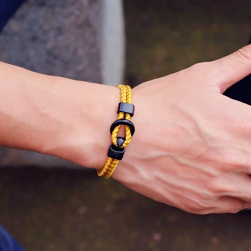 Classic Double Layer Keel Rope Bracelet Men 6 Colors Handcrafted Easy Hook Detachable Luck Wristband Homme Adventure Hand Joias