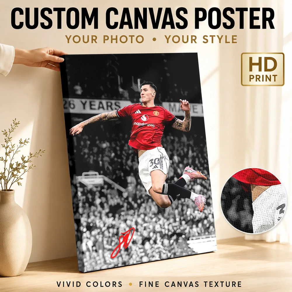High Jump Sesko30 Celebration Framed Canvas Poster Customized Photo Sports Portrait Wall Art for Game Room Decor Ready to Hang