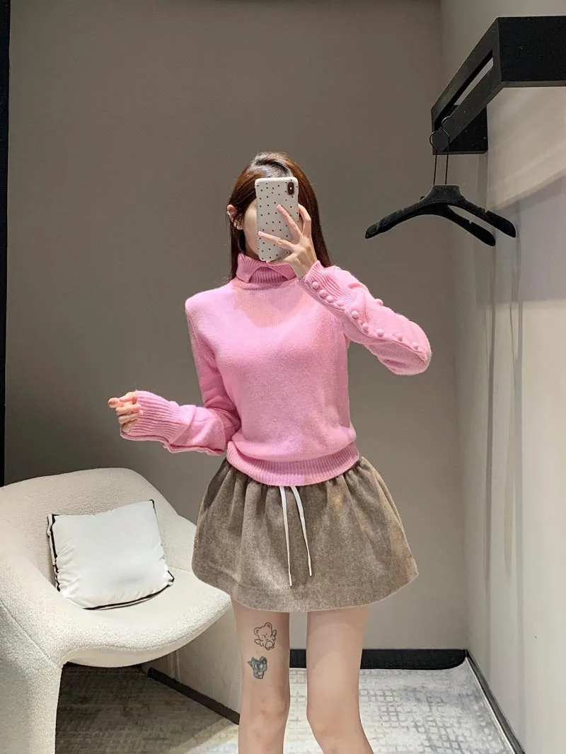 2024 Women\'s Fashion Sweater Spring and Autumn Pink Women\'s High Quality 100% Cashmere Hoodie Top for Aging Reduction