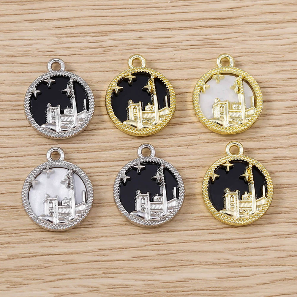Tusember 5 Stück vergoldeter quadratischer Anhänger für Halsketten, runde Naturmuschel-Charms, DIY-Bastelzubehör für handgefertigten Schmuck – Detail 4
