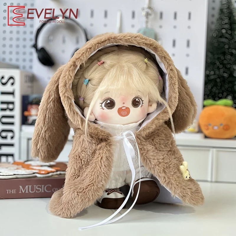 Evelyn 20CM Doll Clothes Hairy Rabbit Ear Changing Dressing Game Plush Cloak Replacement Outfit Hooded Shawl Love and Deepspace