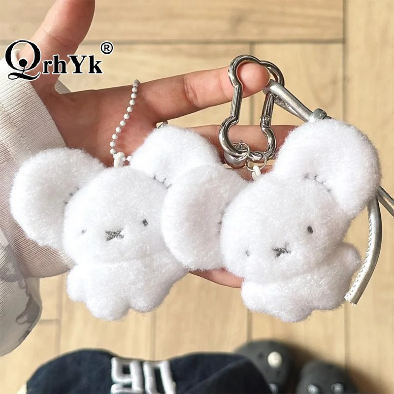 Cute Soft Fluffy Plush White Mouse Keychain Pendant Perfect For Bag Decoration Birthday Gift For Kids Teens Friends