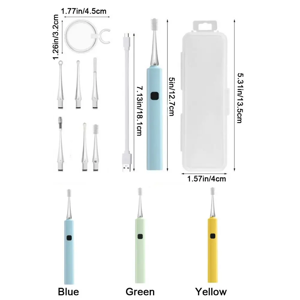 مصباح ليد الطفل الأذن الأنظف 360 درجة الدورية لينة مضيئة الأذن كوريت مع مكبرة USB شحن مضيئة الأذن ملعقة مجموعة #6