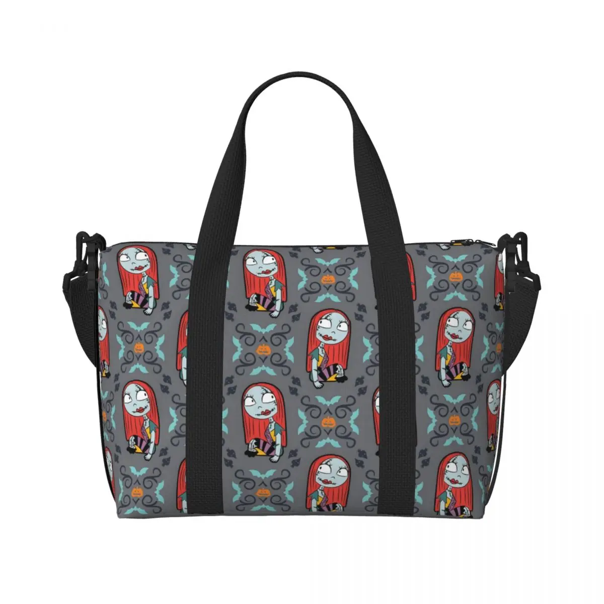 

Custom Large Jack Skellington Tote Bag for Women Anime Shopper Shoulder Beach Gym Travel Bag