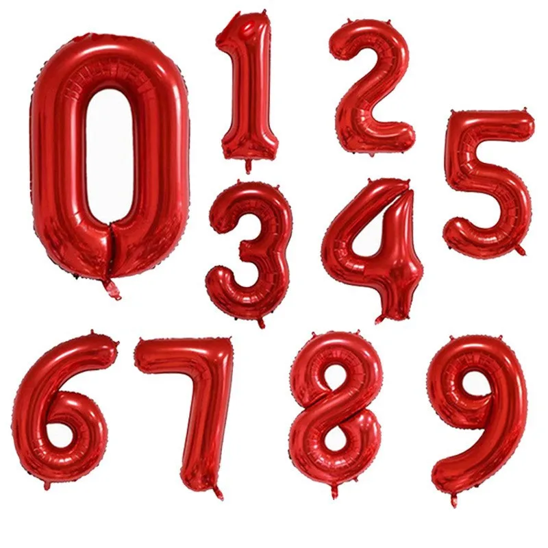 1 Stück 40 Zoll US-Version Schlanke Große Rote Zahlen 0-9 Folienballons Hochzeit Geburtstag Party Dekoration Jubiläum Heliumballon – Detail 3
