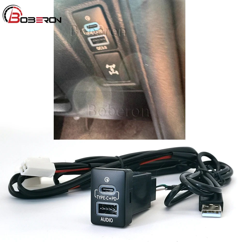 Puerto USB para coche, toma de Audio, adaptador de entrada de cargador rápido para Toyota Camry 50 Prius Corolla Land Cruiser PRADO RAV4 Auris 2007-2018