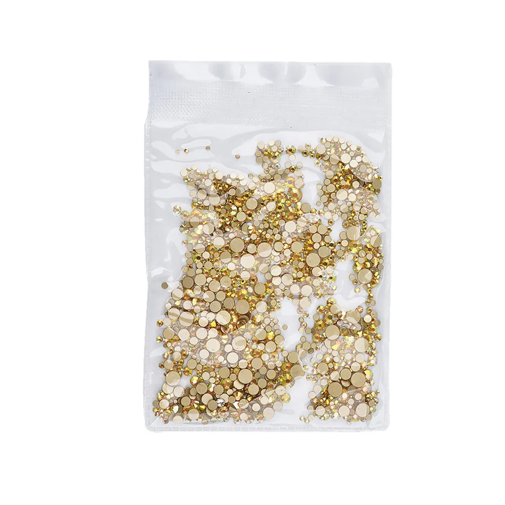 1440 Stück Deko-Nagelzubehör für Kunstnägel, Glitzersteine, grüne Nägel, goldene, mehrfarbige Dekorationen