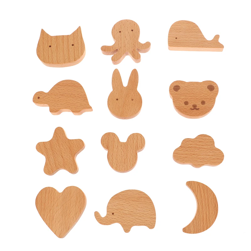 Cute Clouds Stars Wooden Furniture Handles For Cabinets Drawers Door Knobs Kitchen Cupboard Wardrobe Pulls