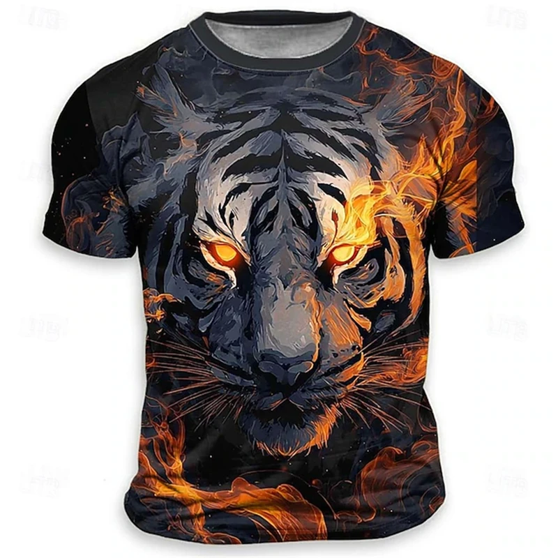 Funny 3D Tiger Print Men's T‑Shirt – Hip Hop Harajuku Streetwear, Loose O‑Neck Summer Tee – Lowest Price Deal