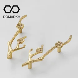 Flower Branch Brass Cabinet Door Handles Nightstand Pulls Unique Drawer Handles Dresser Knobs Closet Pulls Kitchen Fine Hardware
