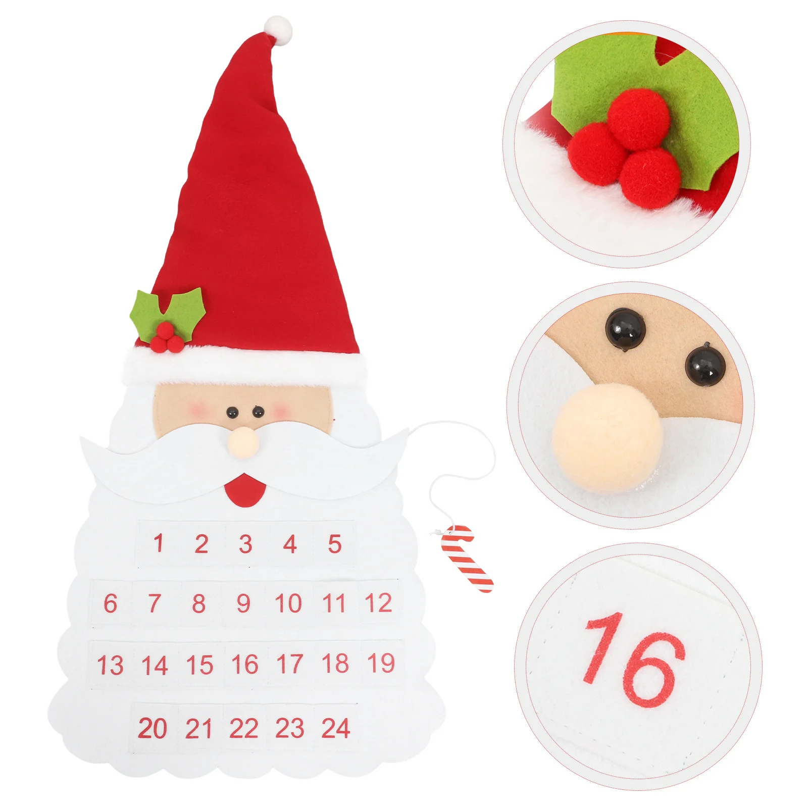 

Santa Holiday Advent Calendar 2024 3D Felt Hanging Reusable Xmas Countdown Calendar Holiday Wall Decoration Xmas Party Supplies