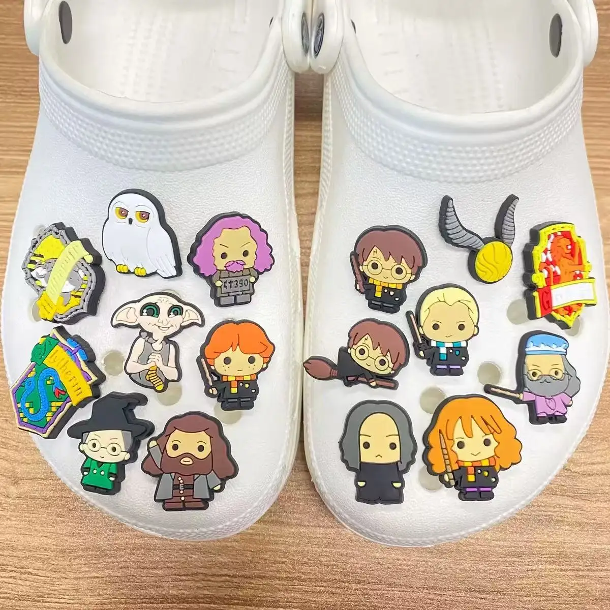 17/37 PCS Hot Toys Harry Potter Shoes Charms PVC Anime Shoe Decoration Accessories Fashion Boys Sandals Shoe Buckle DIY Wrist St view 5