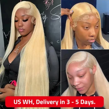 613 Bionda 13x6 HD Frontale in pizzo trasparente Parrucche per capelli umani al 100% Parrucca anteriore in pizzo dritto per osso brasiliano da 26 pollici per donne nere