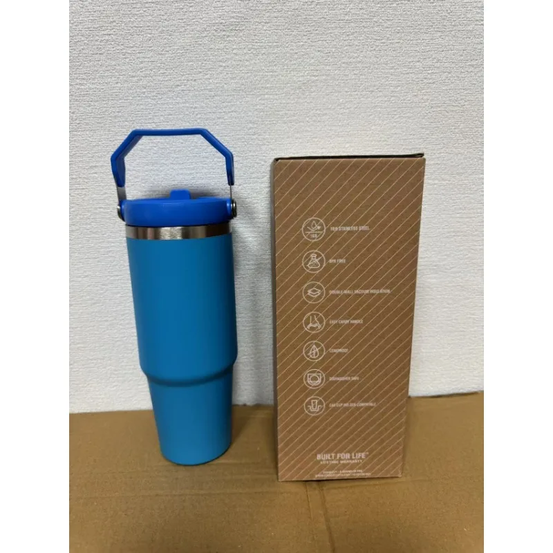 

New stainless steel vacuum thermos cup handle car cup 304 men's and women's stainless steel thermos cup 30oz car straw cup