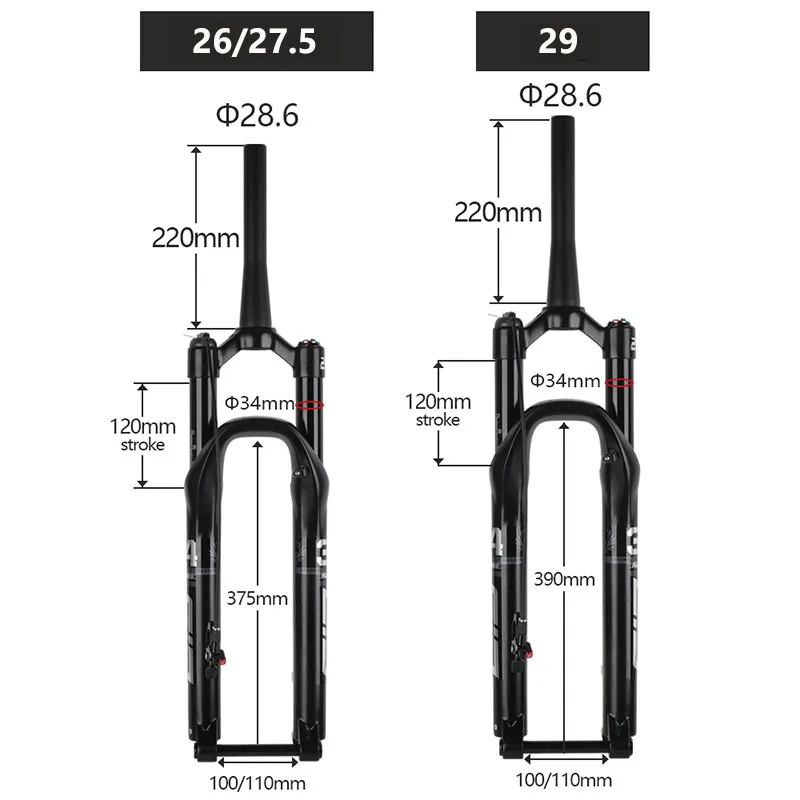 26/27.5/29 MTB Mountain Bike Thru Axle BOOST 100/110*15mm Air Suspension Forks Bicycle Shock Absorber Damping Adjustment Lockout