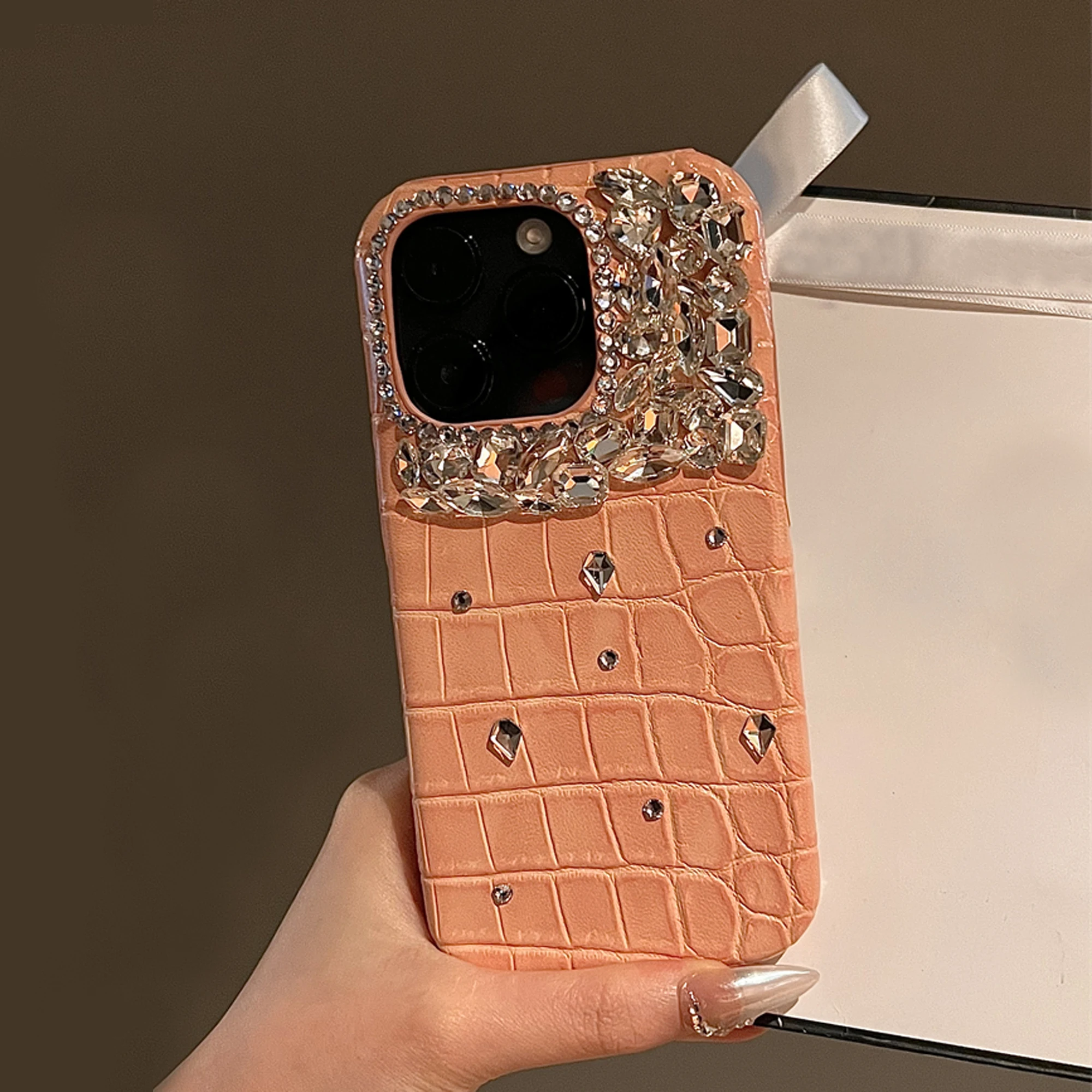 Premium Rhinestone Leather Phone Case For iPhone 15 14 13 12 11 Plus Pro Max Luxury Drop Resistant Phone Case