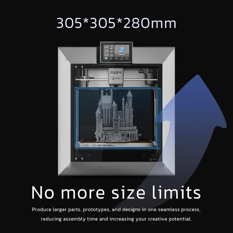 Stampante 3D QIDI PLUS4 Velocità 600 mm/s ad alta temperatura 65 ℃   Camera 370 ° C Estrusore diretto Livellamento automatico 1 anno per uso industriale PLA