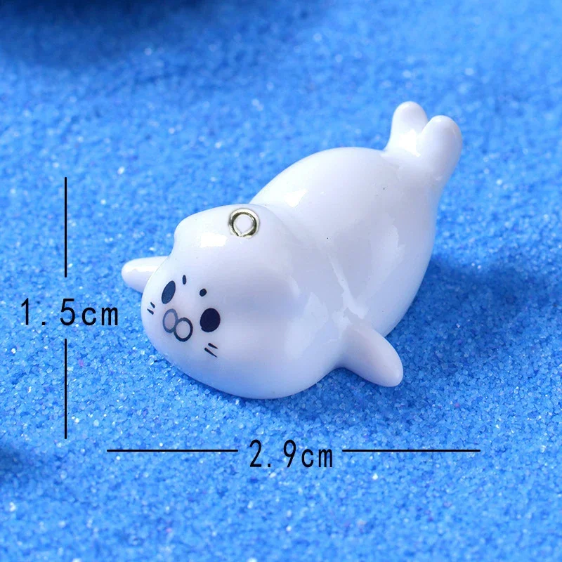 4Pcs 3D Mini Sea Lions Charms Cartoon Animal Resin Pendants For Phone Bag Necklace Earrings Keychain Necklace Diy Jewelry Make