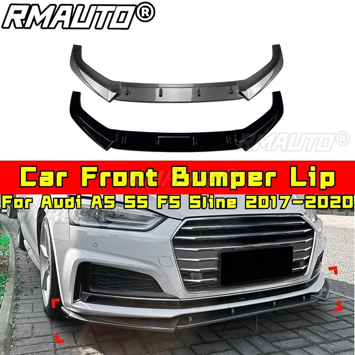

For Audi A5 S5 F5 Sline 2017-2020 Car Front Bumper Lip Modification Part Splitter Diffuser Spoiler Bumper Guard Body Kit