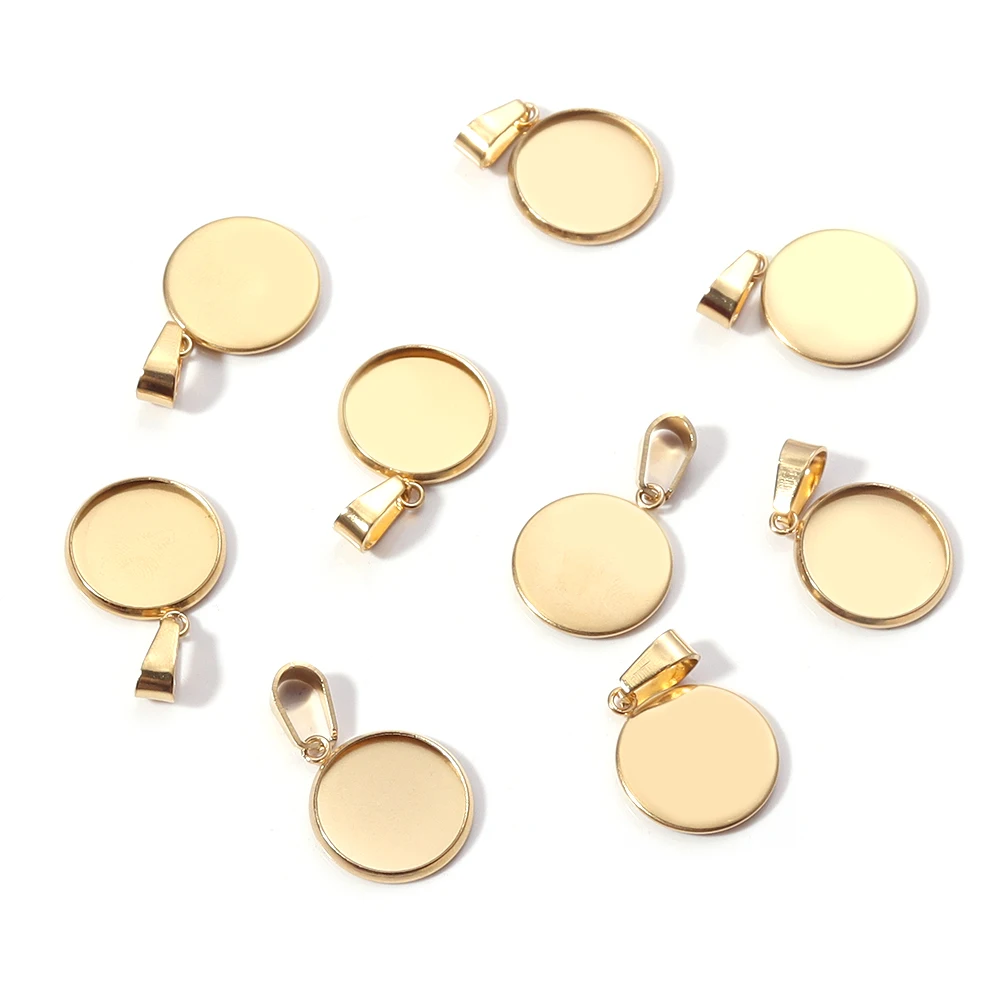 5-10 Stück 6-30 mm Edelstahl-Anhänger, leere Fassung, runde Cabochon-Basis, Cameo-Charm für DIY-Halskette, Schmuckherstellung, Zubehör