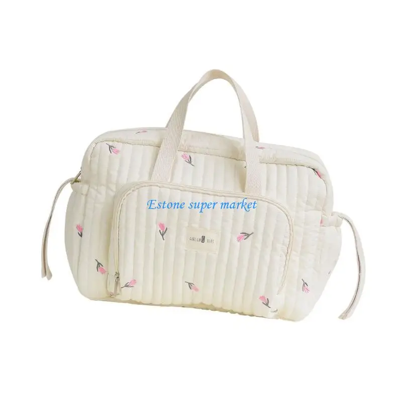 090B Diaper Bag Pram Hanging Bag Embroidered Shoulder Bags Large Capacity Mom Bag Crossbody Bag Multiple Compartment