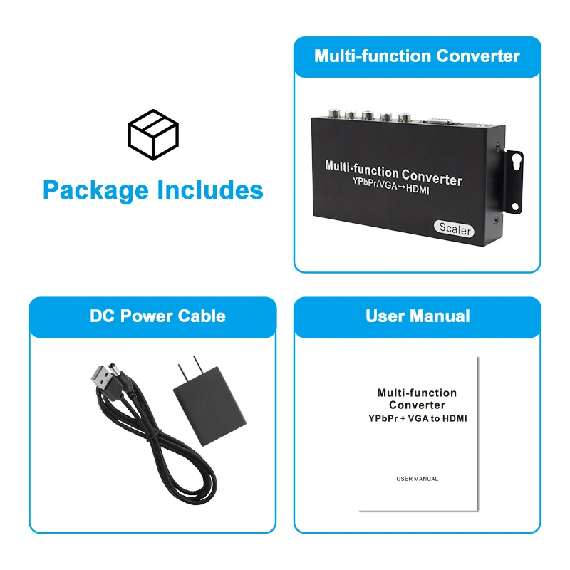 Wiistar Ypbpr Component  And Vga To Hdmi With Scaler And Audio Multi-Function Converter 1080p Supported Analog Signal To Digital