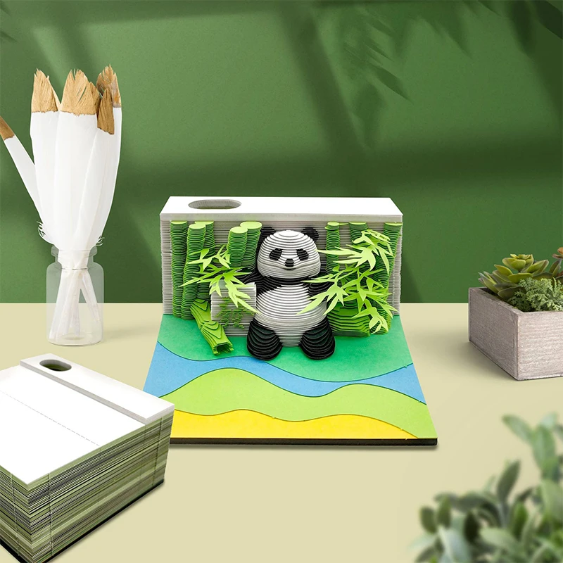 3D Notepad Mini Panda Memo Pad With 2025 Calendar Paper Notes Artistic Notepad Creative Christmas Birthday Gift