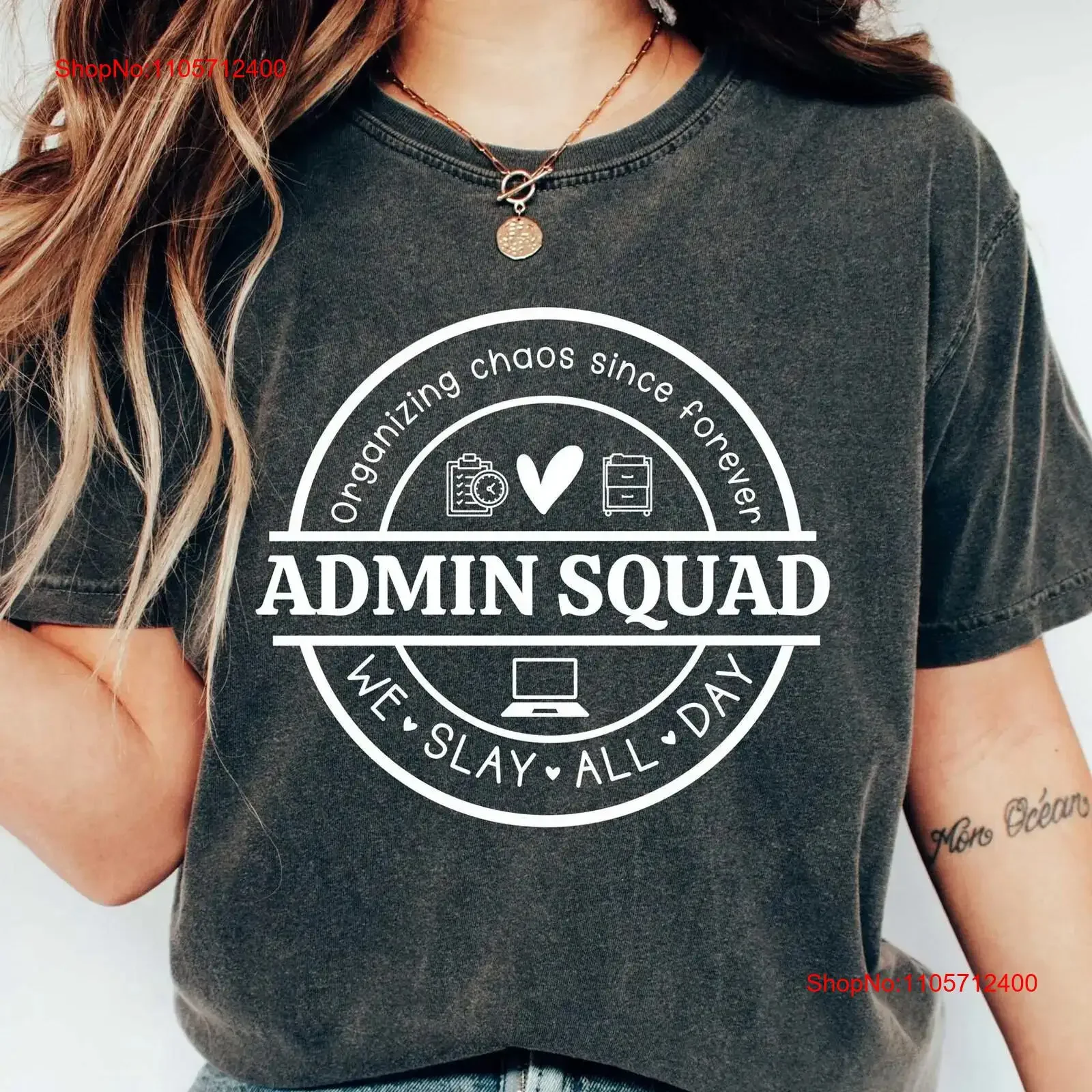 Admin Squad T Shirt Coworker Office Staff Worker Assistant vintage Washed Casual Slightly Stretched Comfortable streetwear