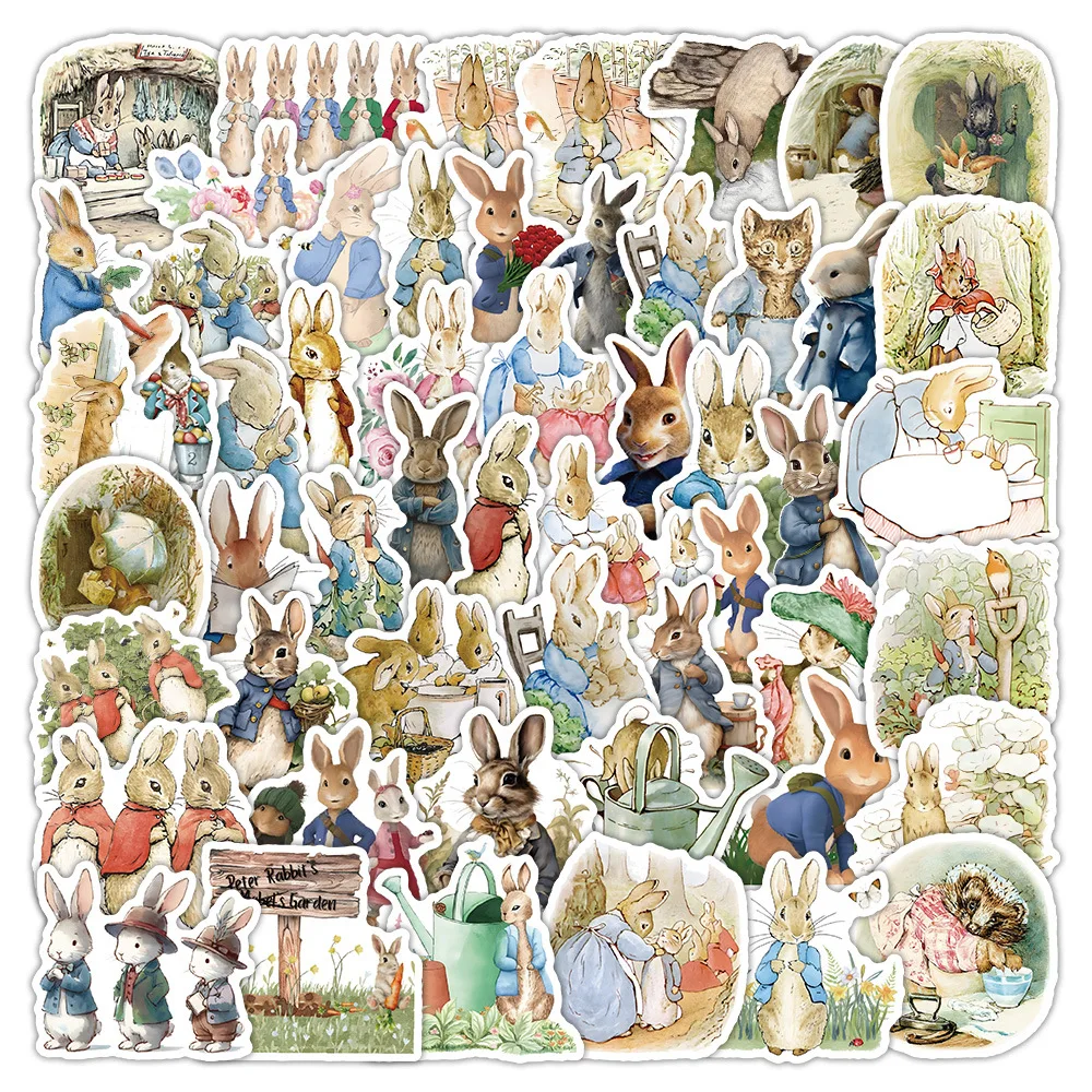 10/60PCS Peter Rabbit Stickers Funny Cartoon Animal Sticker Animation DIY Decoration Fridge Luggage Laptop Guitar Car Bike