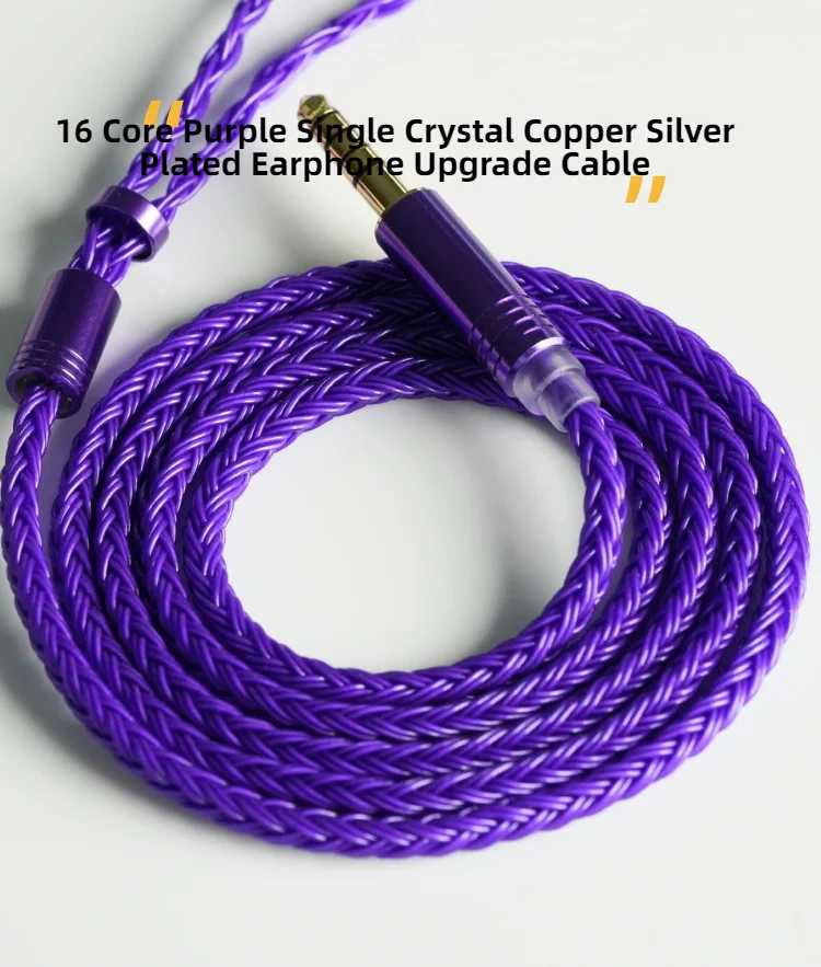 XINHS X10 16-adriges violettes Einzelkristall-Kupfer-versilbertes Kopfhörer-Upgrade-Kabel 0,78 2-polig/HD650/IE900/KZ-QDC/MMCX – Detail 2