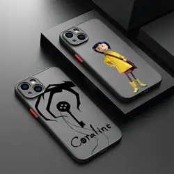 Czarne etui na telefon C-Coraline dla iPhone'a 15 14 13 12 11 Mini Pro Max X XR XSMax 7 8 Plus matowa przezroczysta tylna obudowa