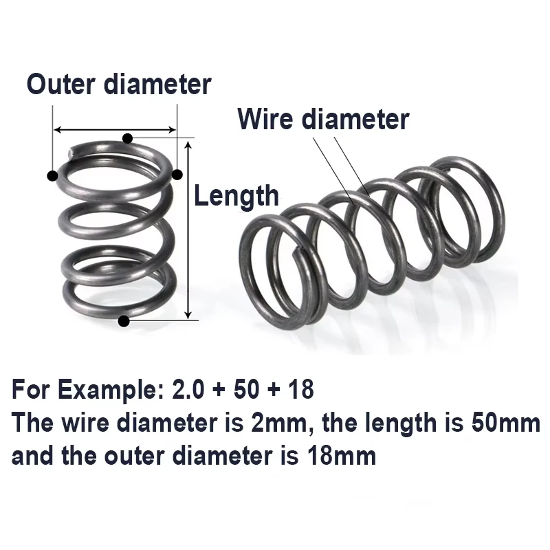 100PCS Wire Diameter 2.0mm Compression Spring Coil Springs for Industrial Mechanical Equipment Repair Replacement Parts