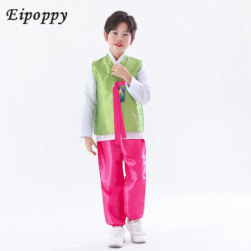 Children's Hanbok Girls Boy Korean Dance Costume Ethnic Minority Performance Costume Men women Hanbok national costume kid dress