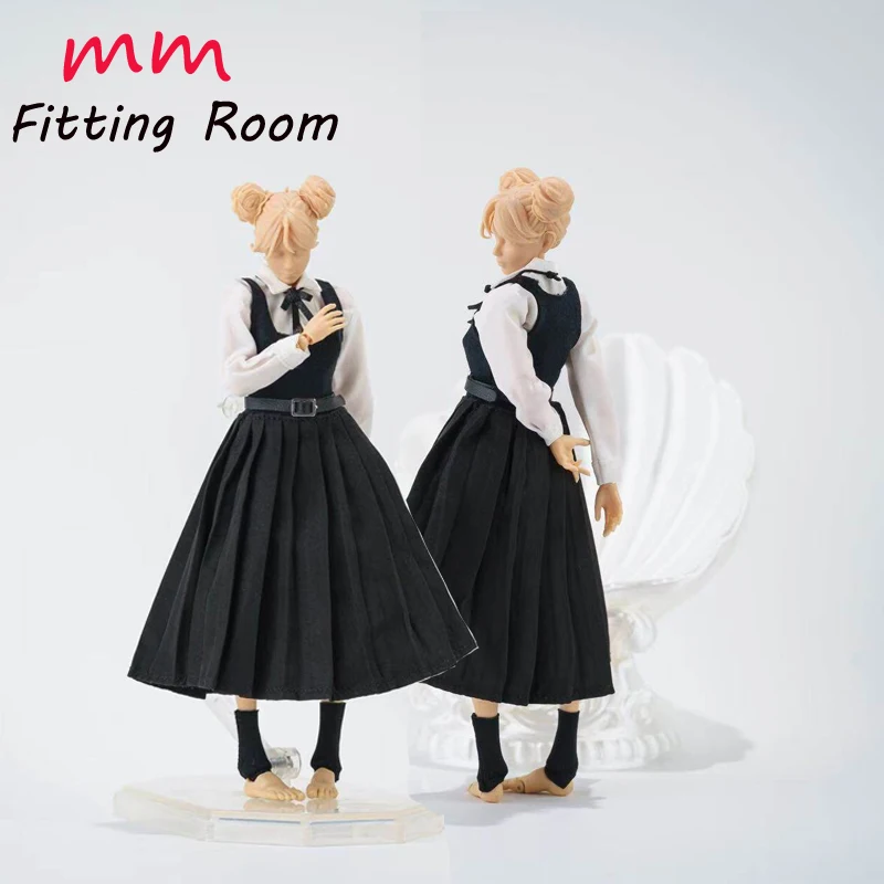 

1/12 Scale female pleated dress with white shirt fit 6'' 7'' TBL action figure dolls clothes