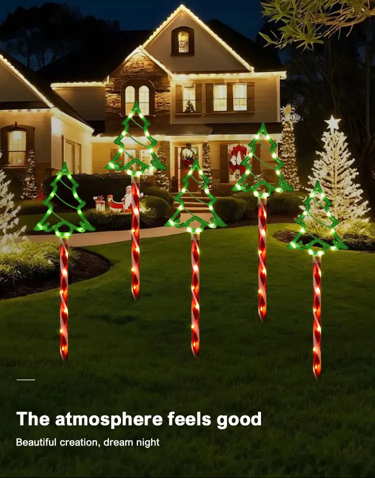 10pc/set solar candy Christmas tree ground installation decorative lights outdoor garden lawn LED lights courtyard lights