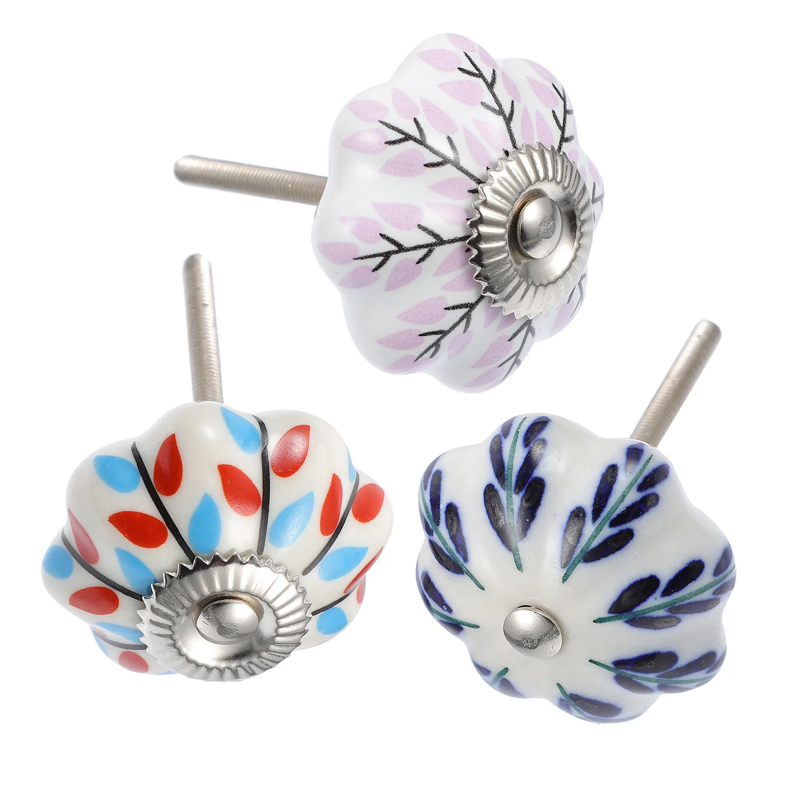 

3 Pcs Drawer Cabinet Handle Flower-shape Wardrobe Door Knob for Home Furniture Ceramic