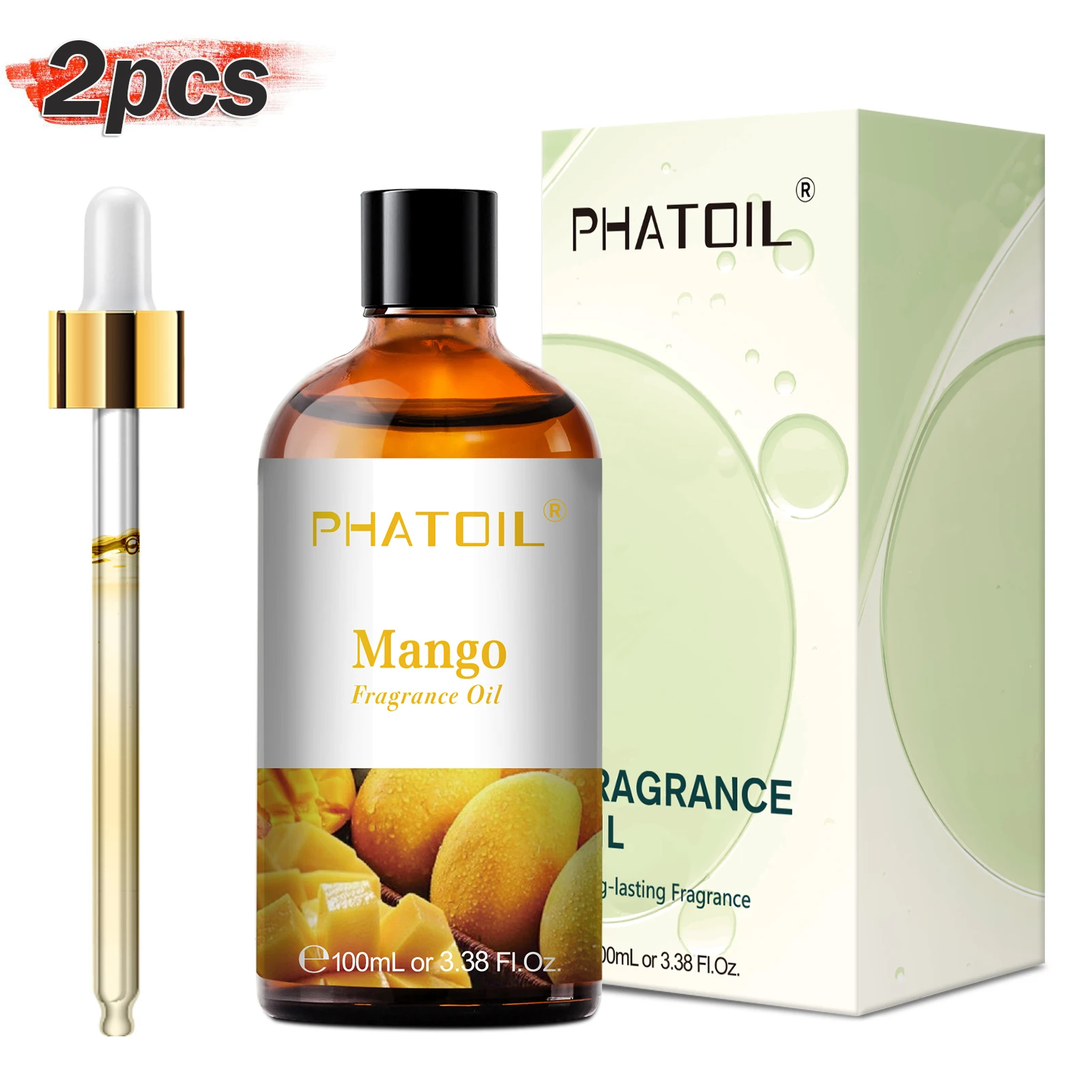 PHATOIL 2 Bottles 100ml Fragrance Oils Set for Aromatherapy Diffuser Strawberry Cherry Coconut & Vanilla 2pcs/set Fragrance Oil