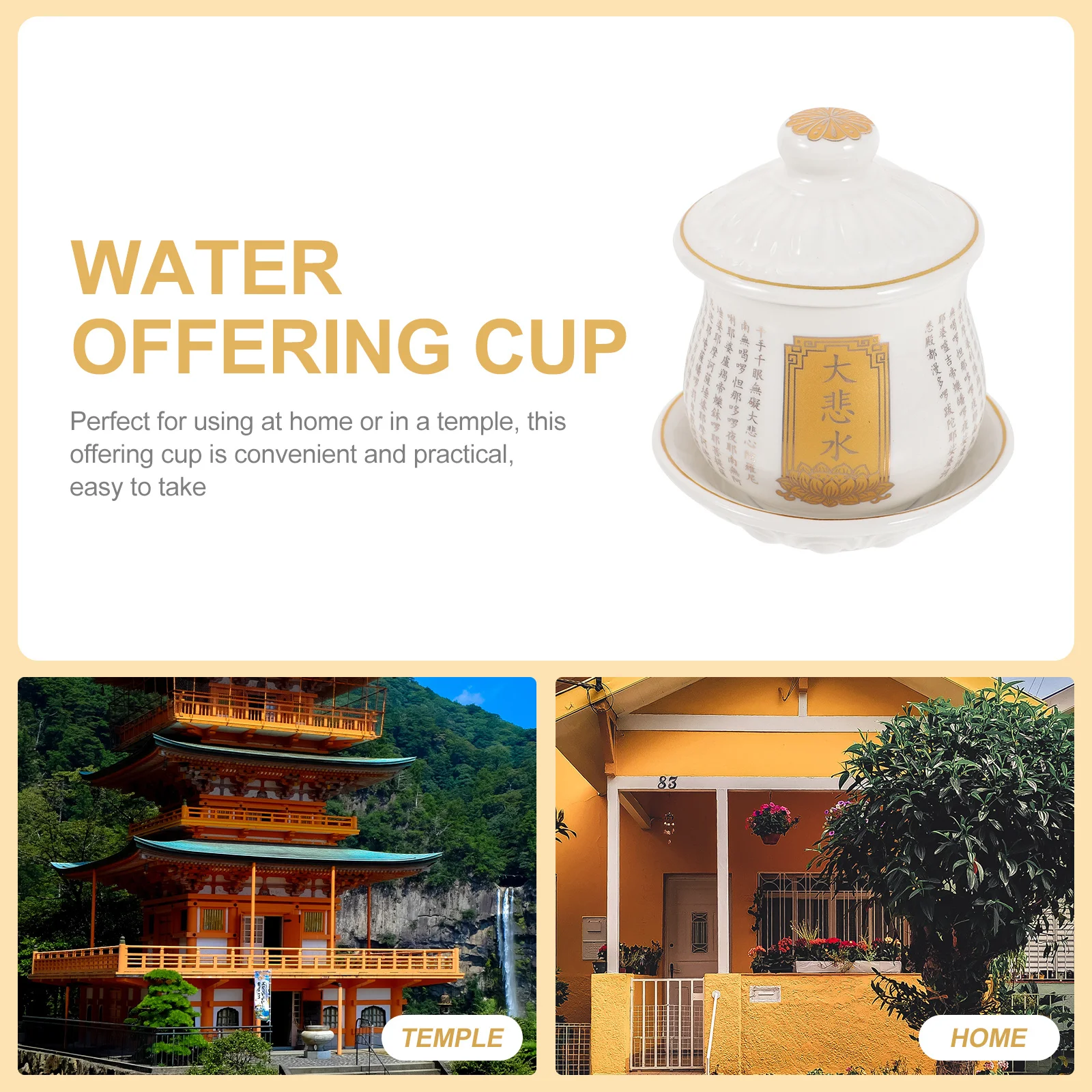 

Water Offering Cup Temple Ceramic Cup Buddhist Worship Ritual Decor Small Chinese Style Water Mug Church Decoration