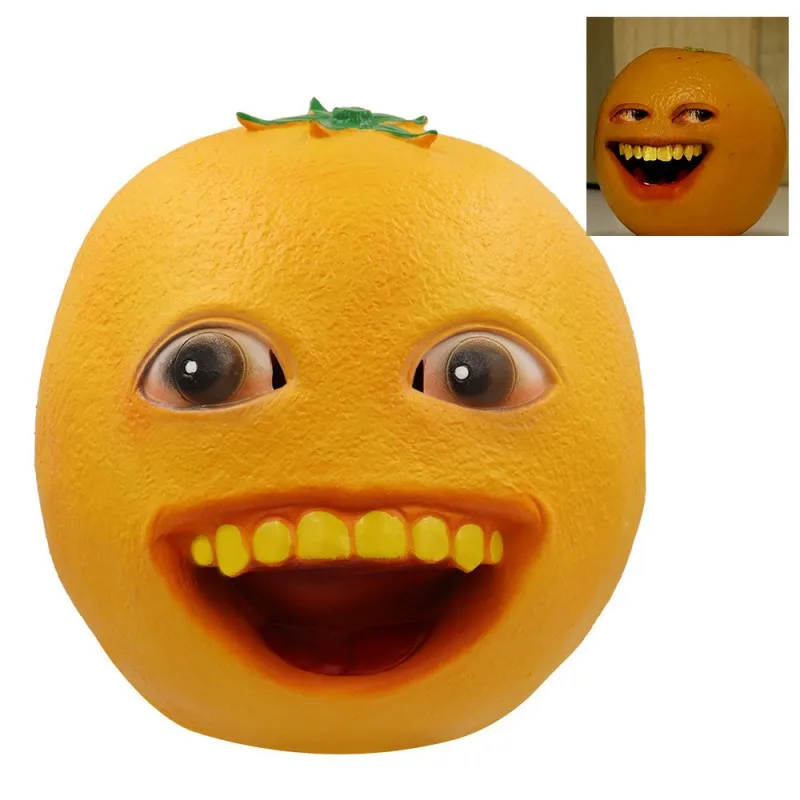 Funny Annoying Orange Latex Mask Cosplay Cute Sand Sculpture Headgear Prank Full Face Helmet Halloween Masquerade Party Prop