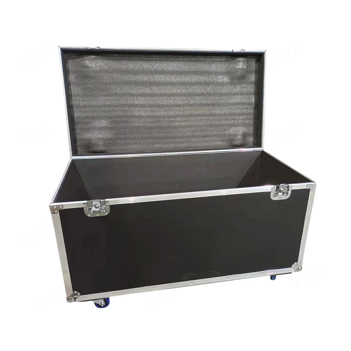 Super große übergroße Flycase maßge schneiderte Aluminium legierung Flight case Bühne Licht Ausrüstung Luft draht stoß feste Box mit Rädern